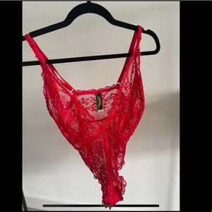 SEXY red lace body suit - size M